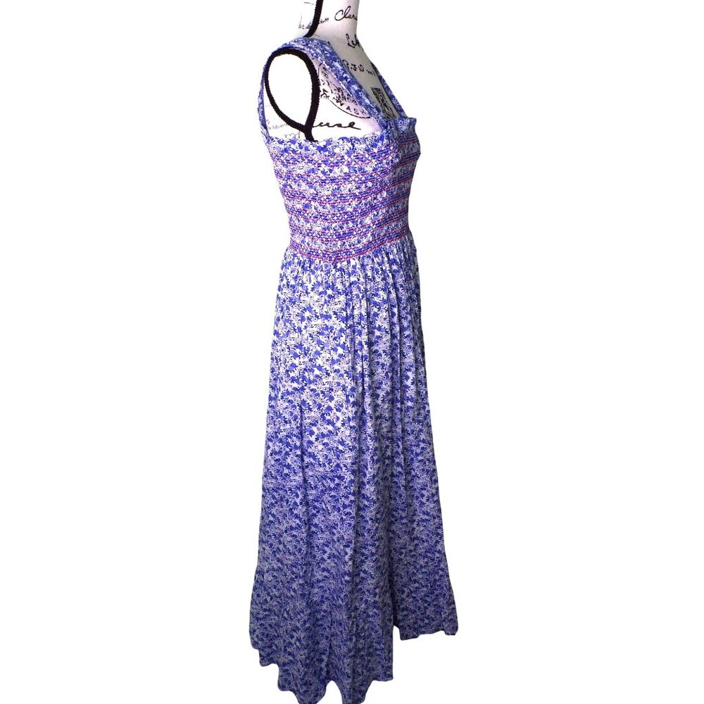 🆕 Mille Garden Smocked Floral Midi Dress Cotton Large 8-10 - Picture 9 of 12